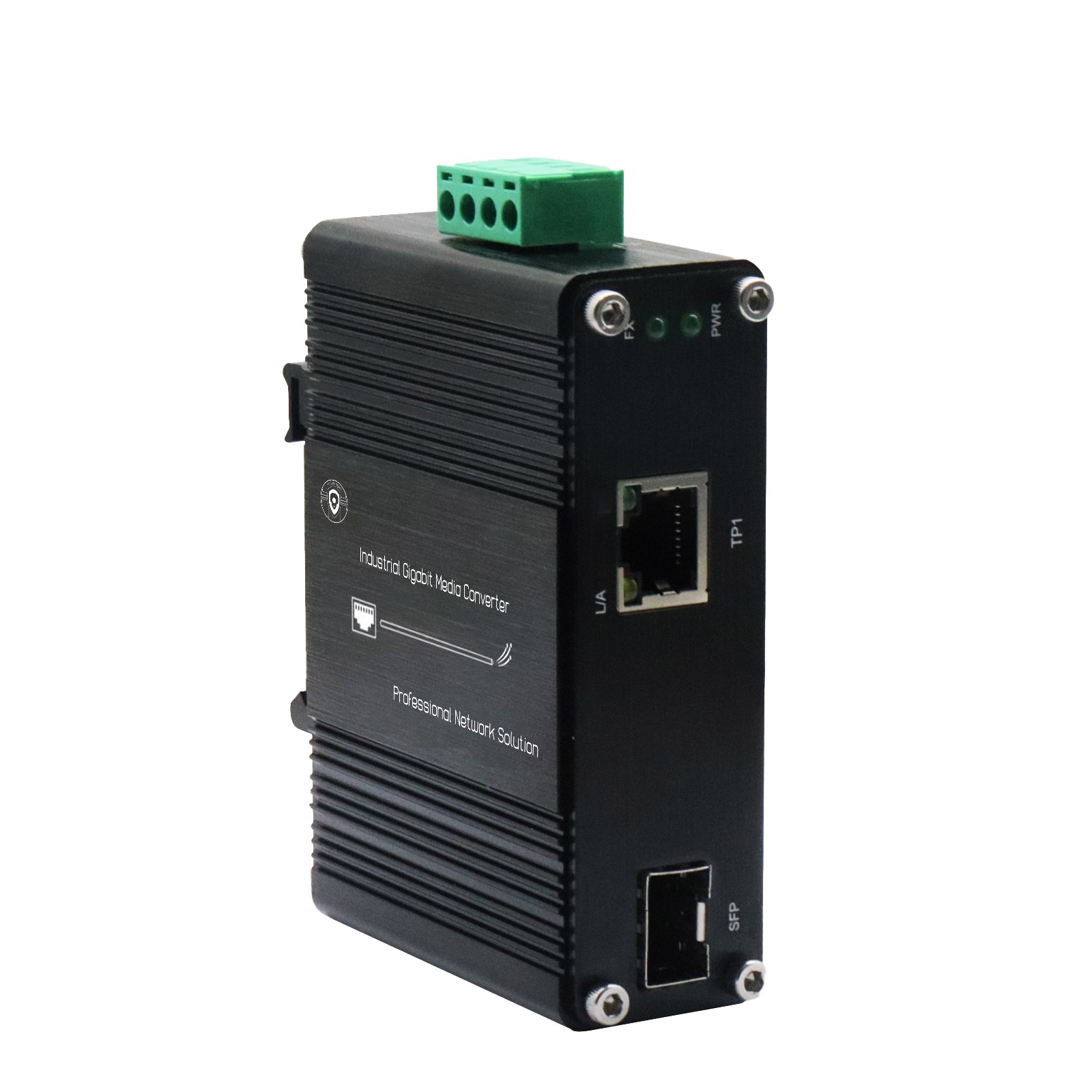 Mini Industrial Gigabit Media Converter 1-Port Gigabit RJ45  + 1-Port Gigabit FX