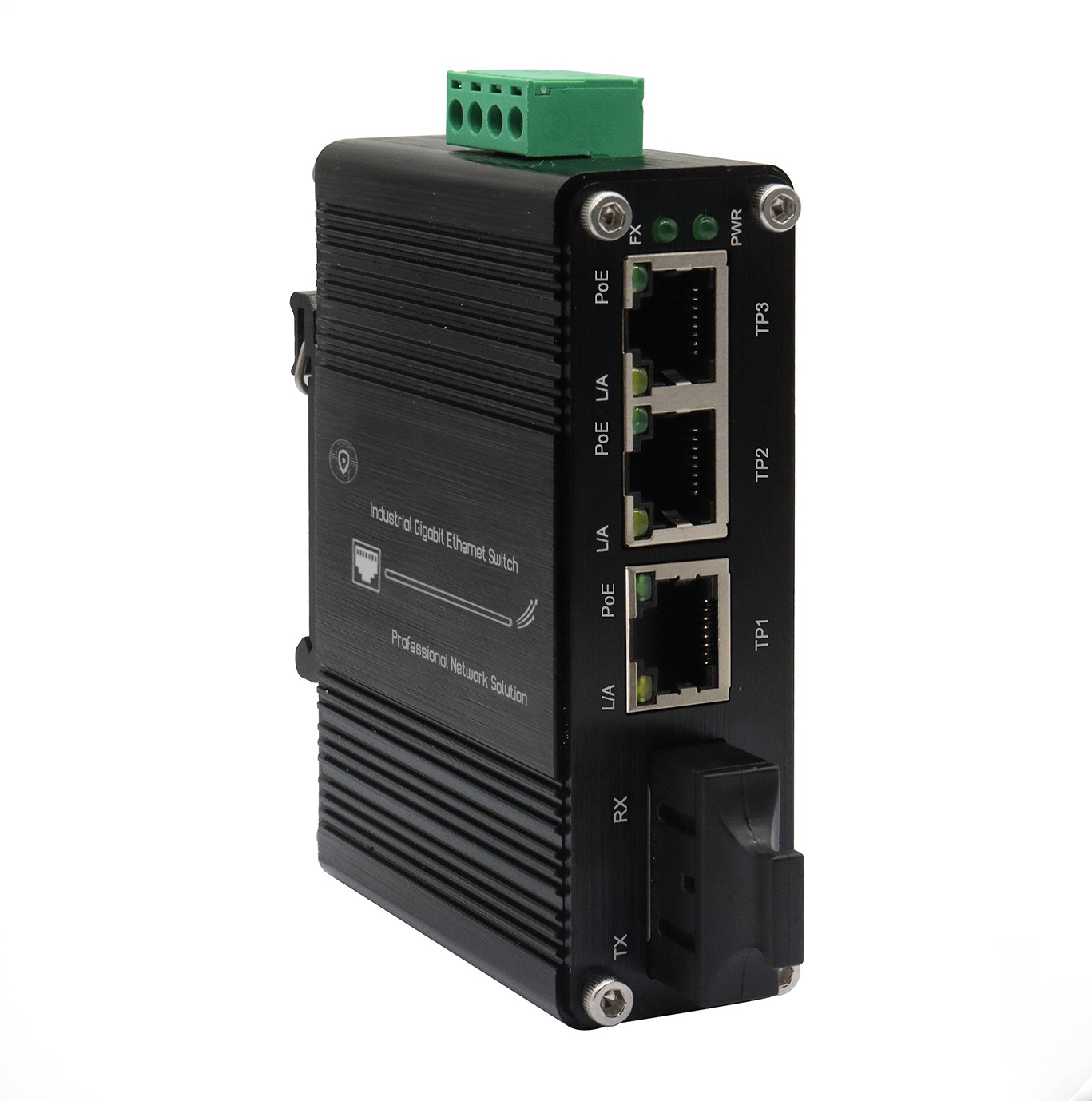 802.3at PoE+ Mini Industrial Switch: 3-Port Gigabit PoE  + 1 Gigabit SC