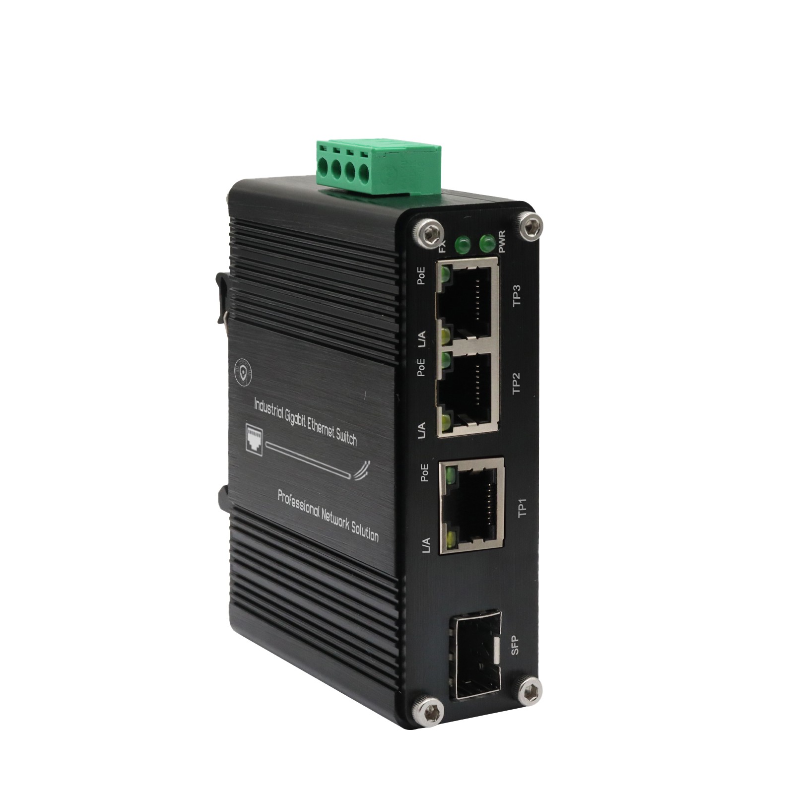 802.3at PoE+ Mini Industrial Switch: 3-Port Gigabit PoE  + 1 Gigabit SFP Port