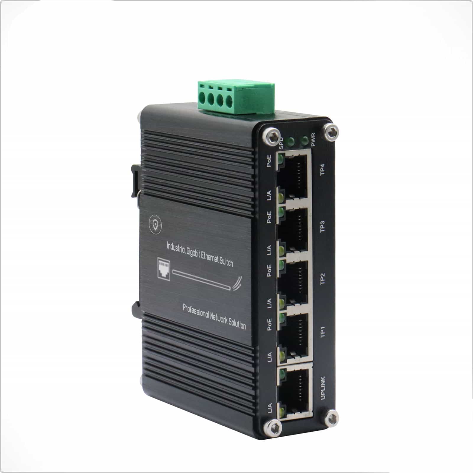 802.3at PoE+ Mini Industrial Switch: 4-Port Gigabit PoE  + 1 Gigabit Uplink Port
