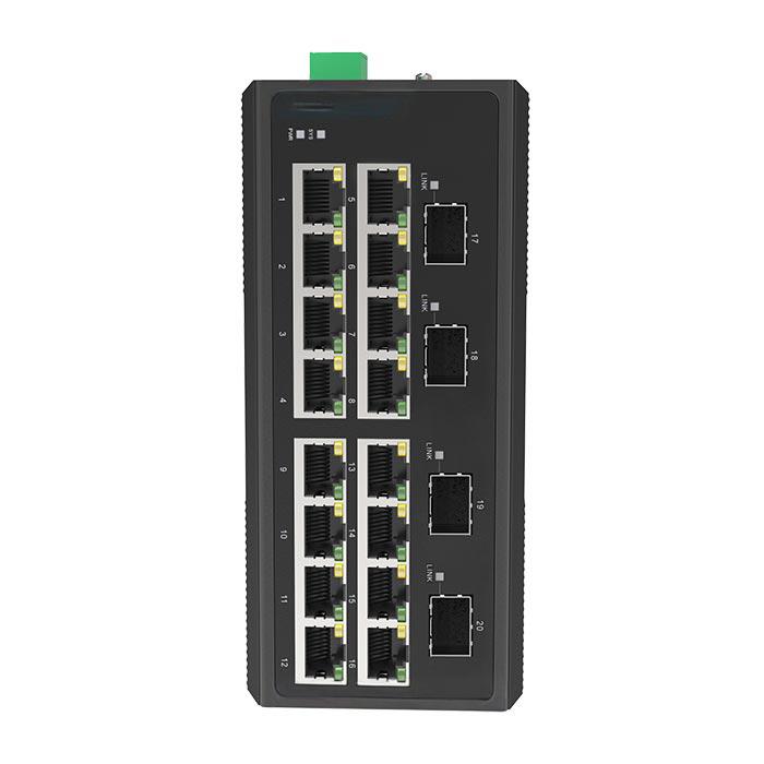 L2+ Managed Industrial Ethernet Switch 16-Port Gigabit RJ45 +4-Port Gigabit SFP
