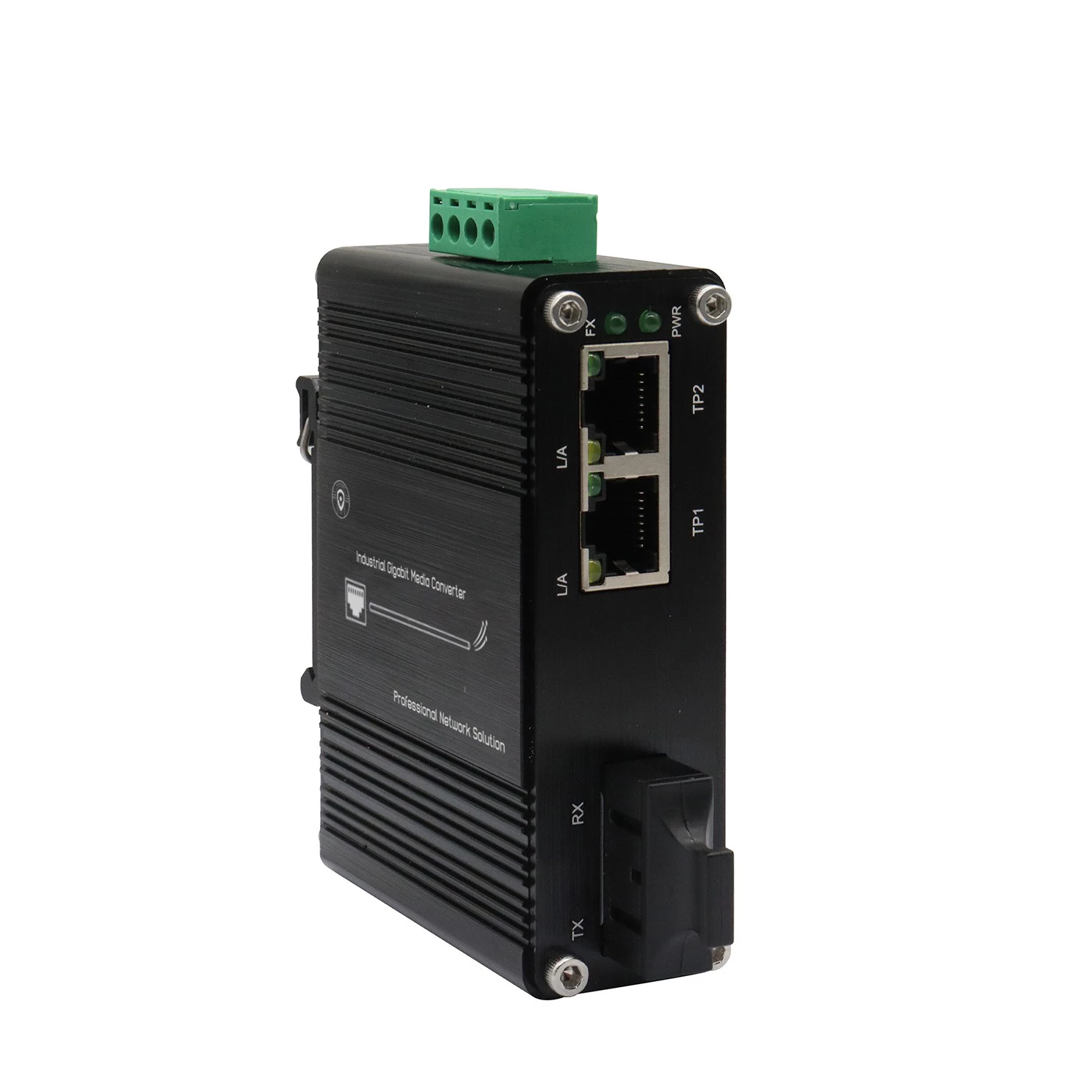 Mini Industrial Gigabit Media Converter 2-Port Gigabit RJ45  + 1-Port Gigabit SC