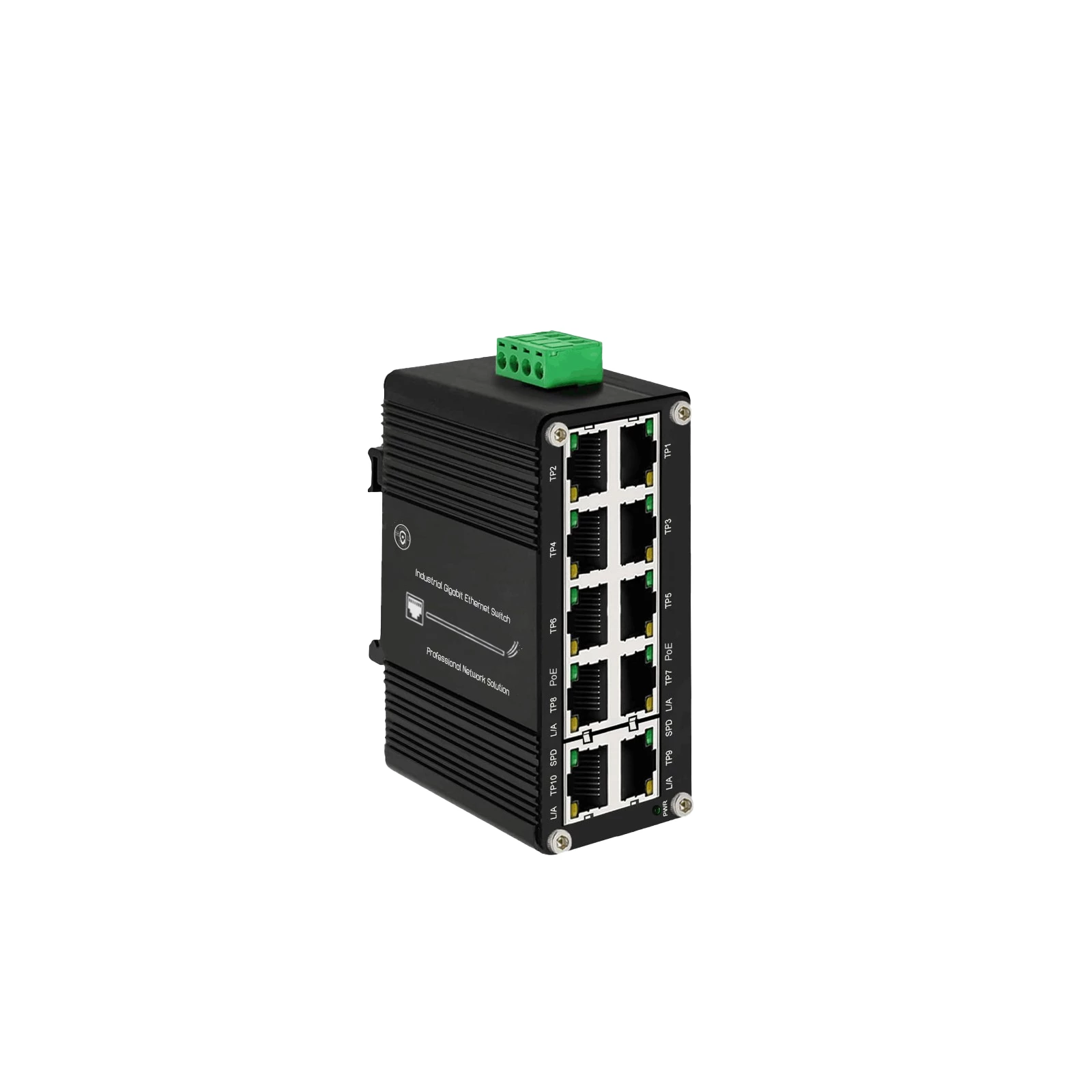 802.3at PoE+ Mini Industrial Switch: 8-Port Gigabit PoE  + 2 Gigabit Uplink Port