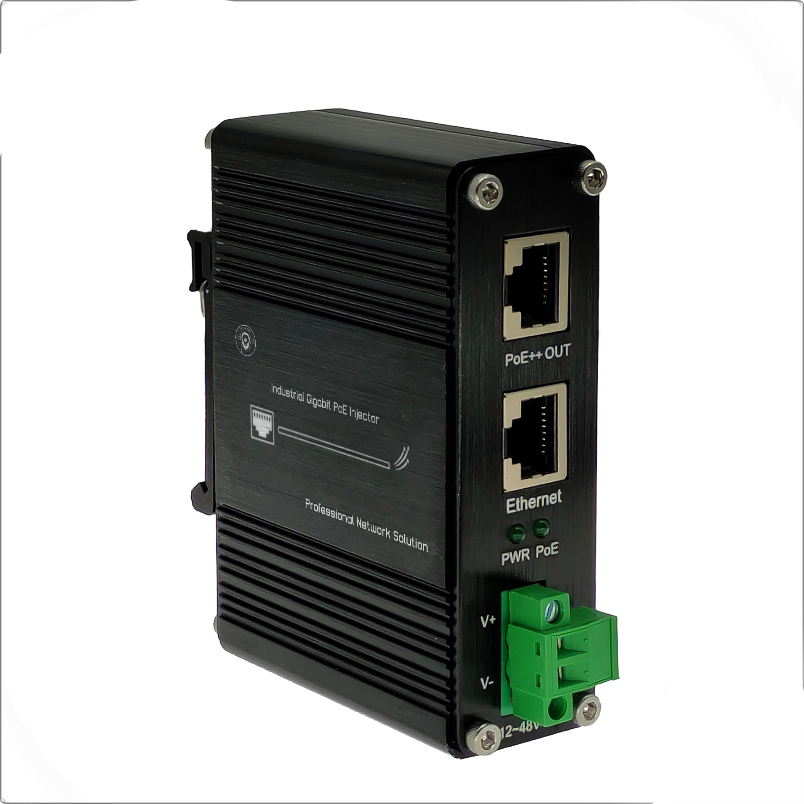 12~48V DC Wide-Range Industrial Gigabit 90W PoE Injector