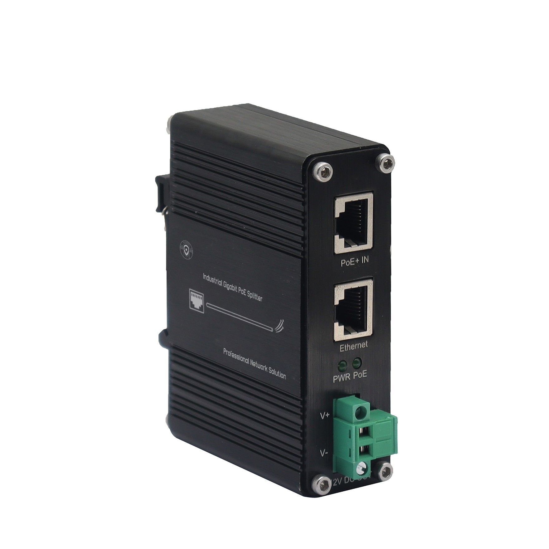 Industrial Gigabit PoE+ Splitter (IEEE 802.3at) – 5/9/12/19VDC Voltage Output