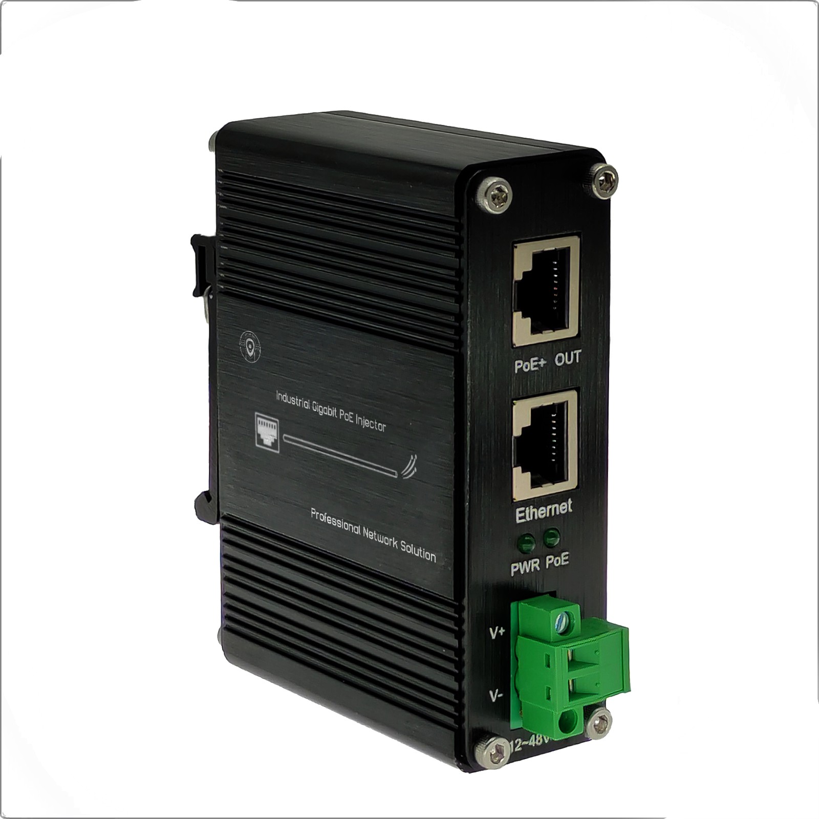 12~48V DC Wide-Range Industrial Gigabit 30W PoE Injector