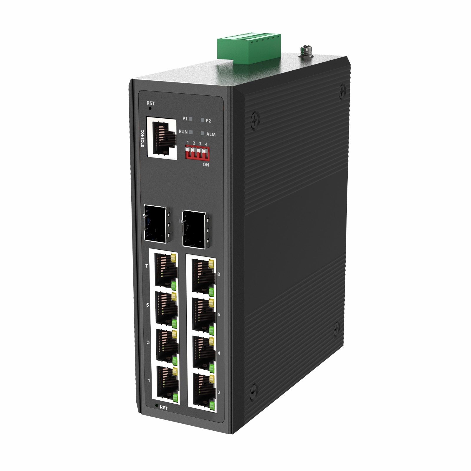 8-Port Gigabit TX + 2-Port Gigabit FX  L2+ Managed Industrial Ethernet Switch