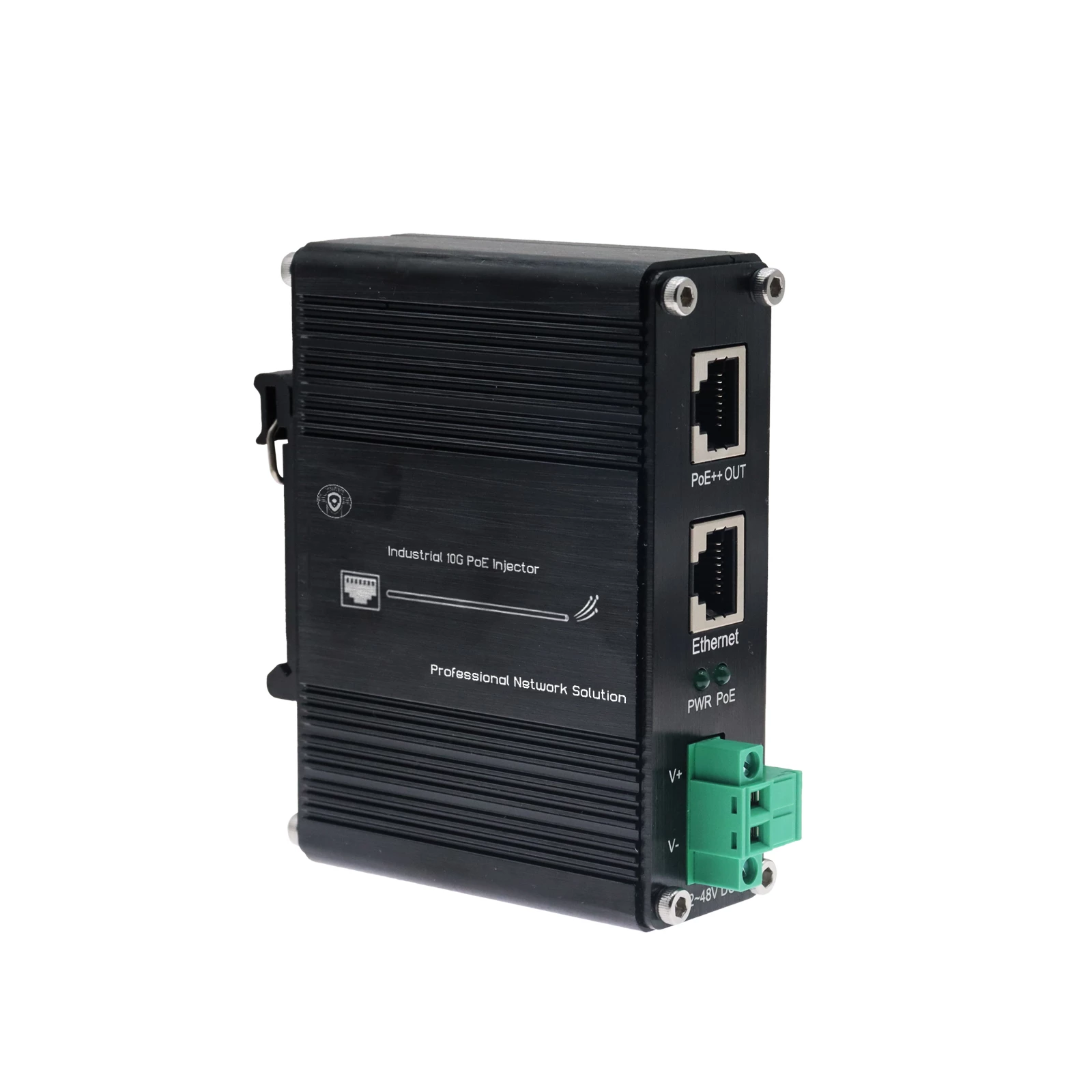 12~48V DC Wide-Range Industrial 10G 90W PoE Injector