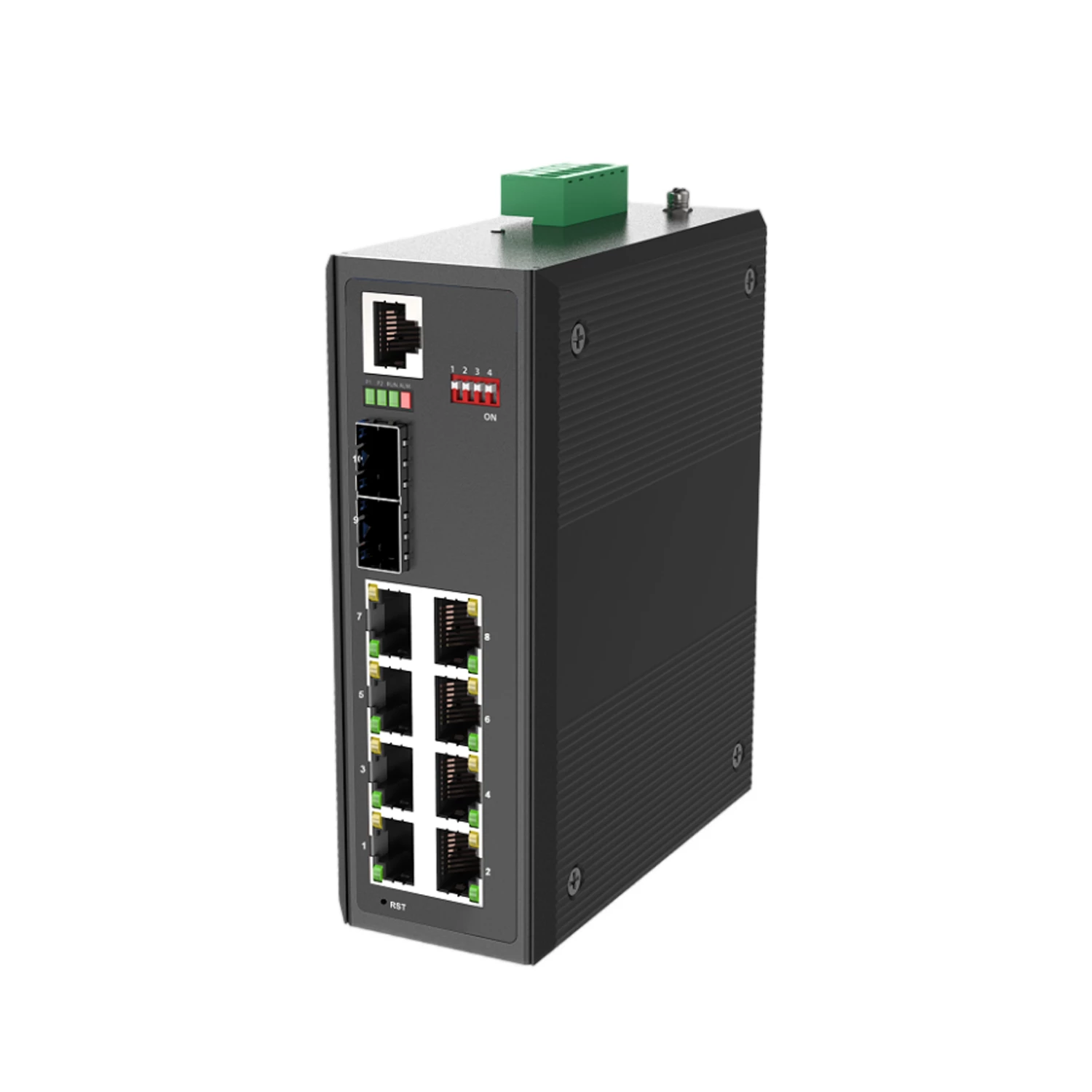 8-Port Gigabit TX + 2-Port Gigabit FX  L2+ Managed Industrial Ethernet Switch