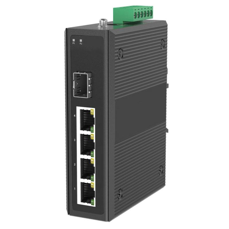4-Port Gigabit RJ45+1-Port SFP Industrial PoE Switch