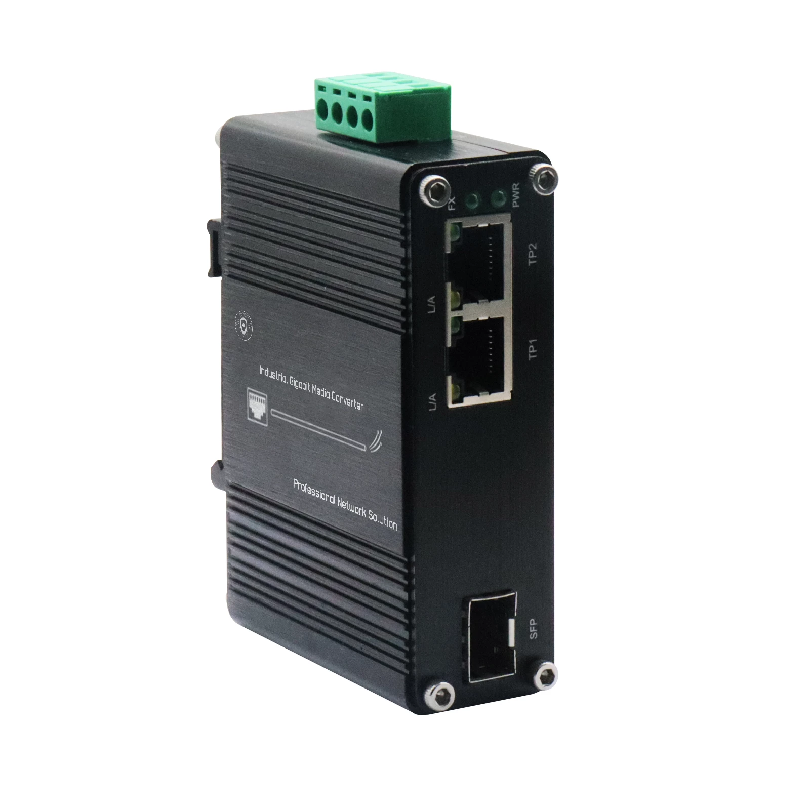 Mini Industrial  2 Port RJ45 + 1 Port SFP Fiber Media Converter