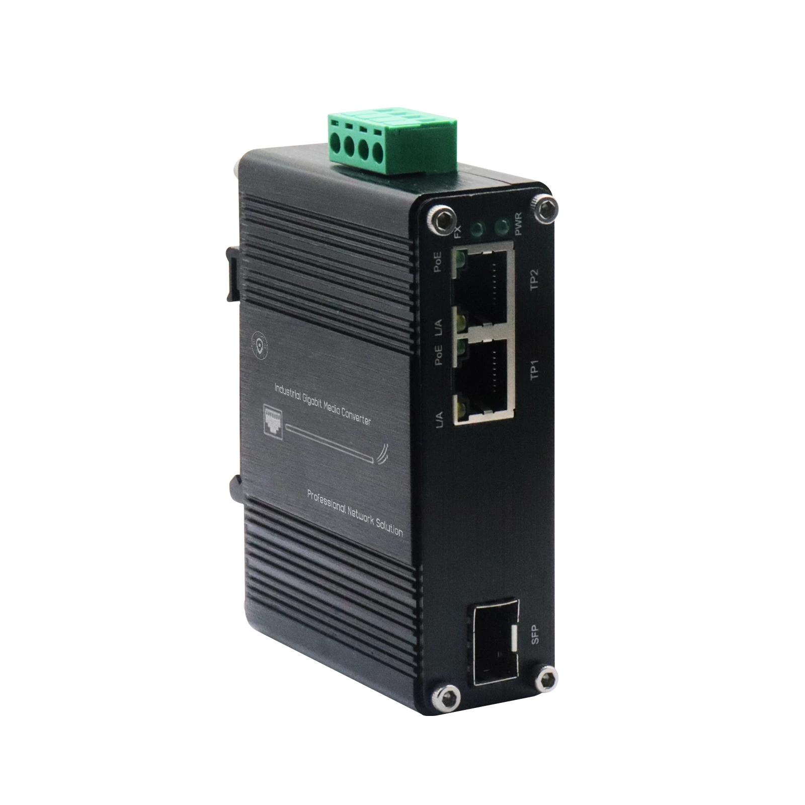 Mini Industrial Gigabit PoE Switch 2-Port 30W Gigabit RJ45  + 1-Port Gigabit SFP